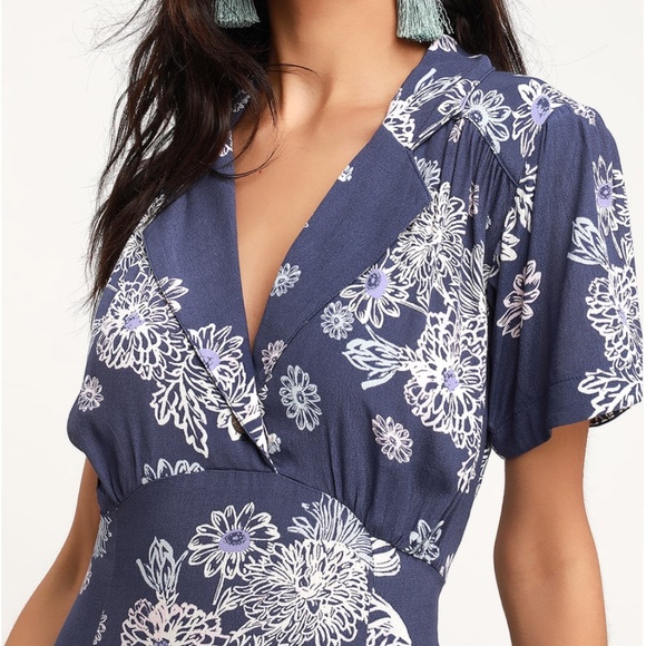 Free People Blue Hawaii Washed Blue Floral Print - Picture 6 of 8